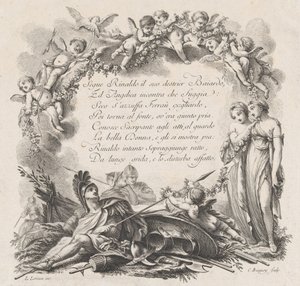 Vinjett för den första sången av Roland Furieux, 1700-talet. av Jean Charles Baquoy