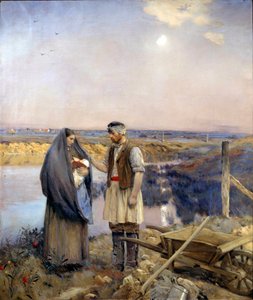 Dagen skapade en bondfamilj. Målning av Jean Charles Cazin (1841-1901) Sön. 1,99x1,66 m 1888 Paris, musee d