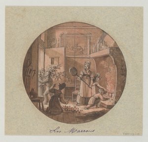 Design för en målad porslinstallrik, Les Marrons (kastanjer) för Service des Objets de Dessert (Dessertservice) av Jean Charles Develly
