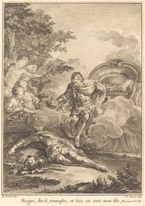 Regera, säger han, segra och var min son i allt. av Jean Charles Levasseur after Hubert François Gravelot