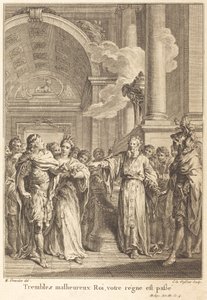 Bäva olycklig kung, din regeringstid är förbi av Jean Charles Levasseur after Hubert François Gravelot