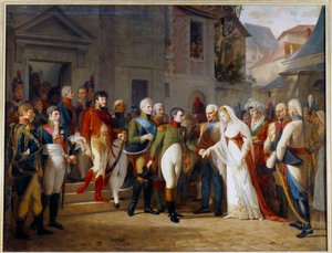 Napoleon I (1769-1821) tog emot drottning Louise av Preussen (1776 - 1810) i Tilsit (Tilsitt) den 6 juli