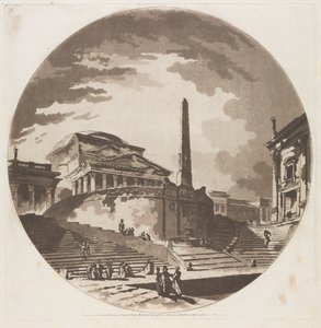 Utsikt över rotundan med trappor på Tibern, 1766.