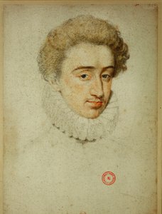 Den blivande kungen Henrik IV av Frankrike vid tiden för sitt giftermål med Margareta av Valois ... (krita på papper) av Jean Clouet