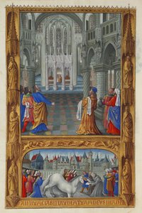 Les Très Riches Heures du Duc de Berry, Folio 129v - Det heliga sakramentet