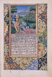 Ms Lat. Q.v.I.126 fol.17 The Drunkenness of Noah, från Book of Hours of Louis dOrleans, 1490