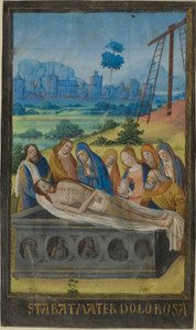 Gravläggningen (Stabat Mater-bönen), från en timbok av Jean Colombe