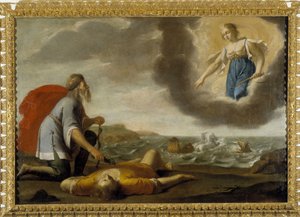 Aesculapus resurrecting Hyppolite: Son of Thesee dead återuppstår av Esculapus under Artemis blick