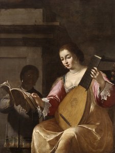 Kvinna som spelar en lut, 1638