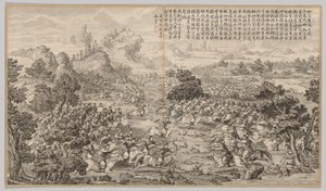 Seger vid Heluo Heshi: från Battle Scenes of the Quelling of Rebelling in the Western Regions, with Imperial Poems av Jean Denis Attiret