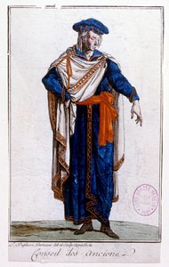 Illustration föreställande en uniform för en medlem av Directoire, Directory