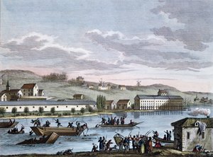Nantes Drownings, efter serien "Historiska målningar av den franska revolutionen", graverade av Reinier Vinkeles (1741-1816) och Daniel Vrydag (1765-1822) sent 1700-tal