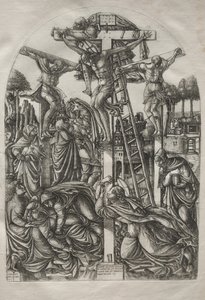 Kristus på korset mellan de två tjuvarna, före 1561. av Jean Duvet