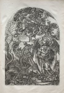 Apokalypsen: St. Mikael och draken, 1546-1556. av Jean Duvet