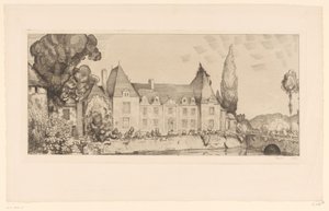 Utsikt över ett slott vid vattnet Vue du château de Villaines
