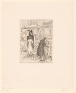 Bläddrar kund på en antikaffär Marchande des antiquites av Jean Emile Laboureur