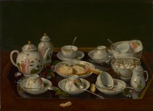 Stilleben: teservis, ca 1781-3 (olja på duk monterad ombord)