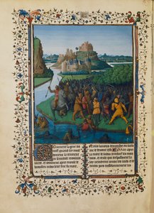 Slaget mellan Makkabeerna mot Bacchides, miniatyr Ms fr 247 folio 270 av Jean Fouquet