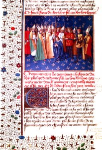 Kröning av den franske kungen Philippe II Auguste år 1179, ca 1455-60 (miniatyr) av Jean Fouquet