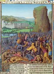 Fr 247 fol.110 Israeliternas seger över filistéerna, illustration från 