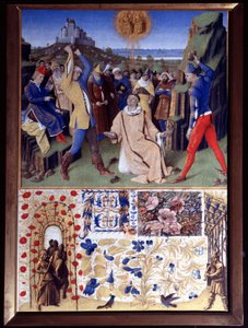 Sankt Stefans martyrskap genom stening Miniatyr hämtad från "The Book of Hours of Etienne Chevalier" av Jean Fouquet (1420-1477/1481) av Jean Fouquet