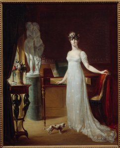 Portrait en pied av Pauline Bonaparte (1780-1825) poserar med Eros et Psyche Målning av Jean Francois Bosio (1764-1827) Privat samling från 1800-talet