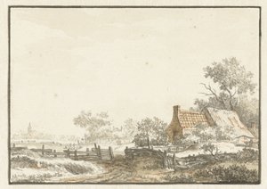 Landskap med gård av Jean François Delcourt