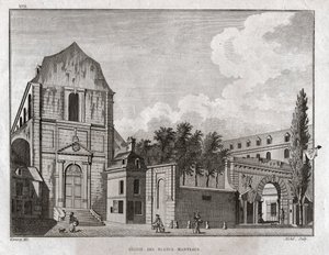 Church of Blancs Coats, Paris. (gravyr, cirka 1780) av Jean Francois Garneray