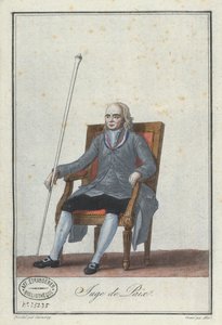 Fredens rättvisa, graverad av Alix, från en bok om franska Directoire-kostymer (färgstick) av Jean Francois Garneray