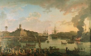 Utsikt över hamnen i Brest från de täckta hamnen 1795, 1795