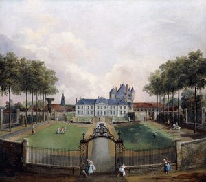 Utsikt över Chateau de Mousseaux och dess trädgårdar,