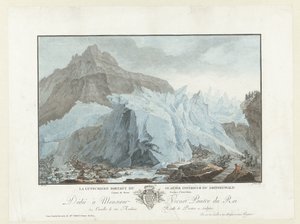 Gletsjer vid Grindelwald Lutchinen som kommer från den nedre Grindelwaldglaciären. Kantonen Bern-provinsen Interlaken (titel på objektet) Anmärkningsvärd utsikt över bergen i Schweiz (serietitel)