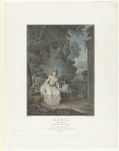 Porträtt av Madame Dugazon Nina. Ack! Ack! Den älskade kommer inte tillbaka (titel på objekt) av Jean Francois Janinet