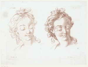 Två kvinnors huvuden Kompositioner med mänskliga kroppsdelar (serietitel) Cahier de principes du dessein d