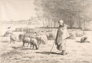 En herdinna med sin flock av Jean Francois Millet