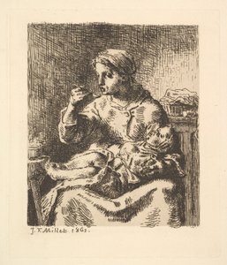 Cooling the Porridge, 1861. av Jean Francois Millet