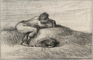 Man hukar på en kulle, 1848-1850 av Jean Francois Millet
