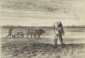 Man plöjer och ytterligare en sådd, 1849-1852 av Jean Francois Millet