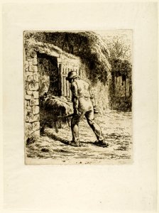 Bonde med en skottkärra av Jean Francois Millet