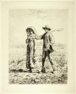 Bauern gehen zur Arbeit