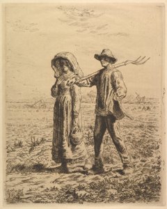 Bönder på väg till arbete, 1863. av Jean Francois Millet