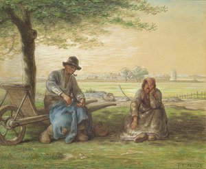 Peasants Resting, c.1866 (penna och pastell på papper)