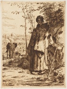 Herdinna Stickning av Jean Francois Millet