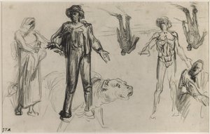 Studier för skördare som vilar (conte krita på papper) av Jean Francois Millet