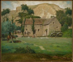 The Farm House, ca 1867-69 (pastell på vävt papper, nedlagd ombord) av Jean Francois Millet