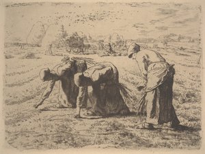 The Gleaners, c.1855 (etching)swed av Jean Francois Millet