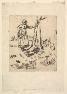 Gåsflickan, 1830-75. av Jean Francois Millet