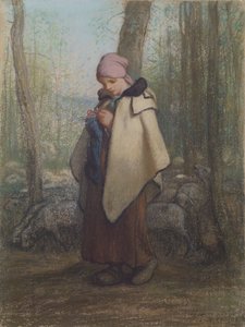 Den stickande herdinnan av Jean Francois Millet