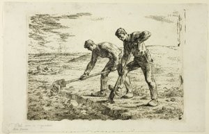 Två män som gräver av Jean Francois Millet