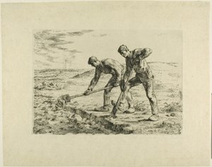 Två män som gräver av Jean Francois Millet
